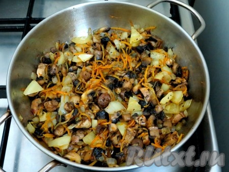 Начинка из грибов и овощей для фарширования скумбрии готова.