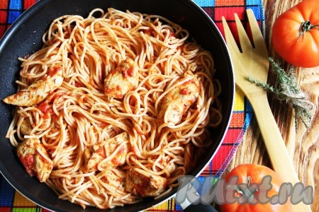 Куриная грудка с помидорами на сковороде
