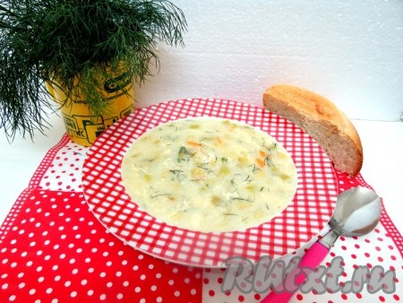 Лёгкий, вкусный суп из кабачков с молоком готов.
