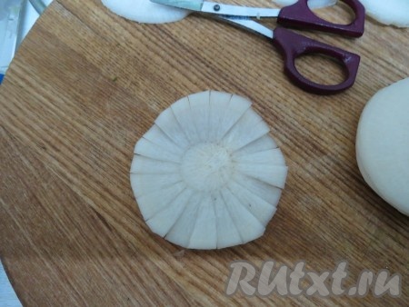Маленькими ножницами делаем разрезы до кружочка в центре.
