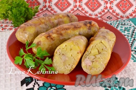 Картофельная колбаса в кишке 