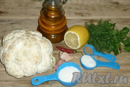 Ингредиенты для приготовления цветной капусты по-корейски в домашних условиях