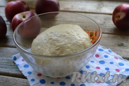 Замешиваем мягкое, эластичное тесто. Накрываем полотенцем и оставляем в теплом месте для подхода.
