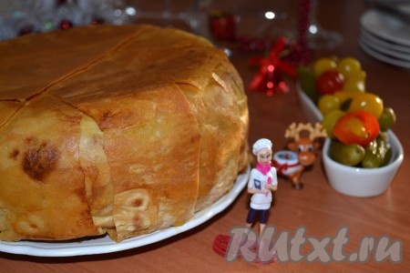 Запеченный лаваш должен хорошо зарумяниться, чтобы плов держал свою форму.&nbsp;
