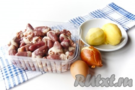 Ингредиенты для приготовления котлет из куриных сердечек