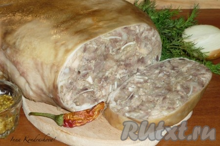 Зельц из свиной головы в желудке