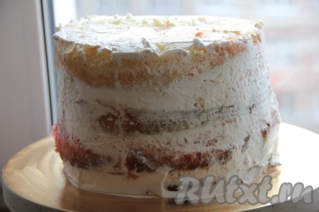 Приготовим торт за ночь до украшения, чтобы он уселся и&nbsp; пропитался.
