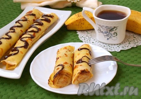 Блины, фаршированные бананами