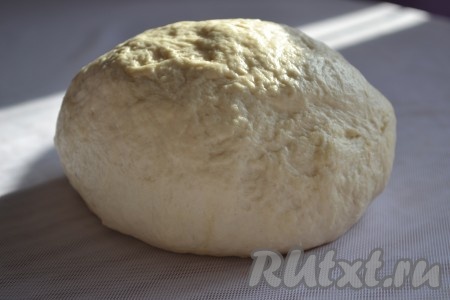 Вымешивать тесто руками не менее 7-10 минут. У вас должно получиться эластичное, однородное тесто, которое чуть липнет к рукам. Накрыть миску с тестом полотенцем и поставить на 30 минут в тёплое место для подхода. Муки может потребоваться как больше, так и меньше, поэтому ориентируйтесь на консистенцию замешиваемого теста, а не на количество муки.