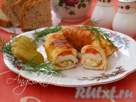 Куриные рулетики с плавленым сыром