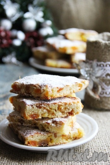 Песочный пирог с апельсинами и курагой