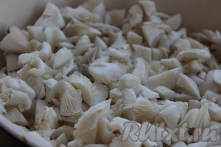 В сковороду влить немного растительного или оливкового масла и поставить на огонь. Выложить нарезанные грибы, посолить, добавить приправы по вкусу и обжаривать на среднем огне, пока не выпарится вся жидкость, примерно 15 минут, не забывая помешивать.
