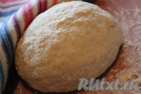 Вымесить однородное, пластичное, мягкое и не липнущее к рукам тесто. Накрыть полотенцем и оставить "отдыхать" на 20 минут.
