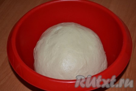 Когда опара оживет, всыпать соль, добавить растаявшее сливочное масло. Постепенно ввести муку и замесить эластичное тесто. Вымешивать тесто не меньше пяти минут.
